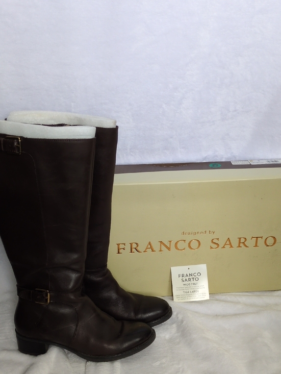 Franco Sarto Shoes - Franco Sarto Brown Leather Knee High Wide Calf Women's Boots